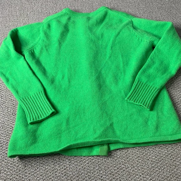 Beans Of Scotland Womens Cardigan Sweater Size 42 Green Wool Button Front Pocket - Picture 5 of 12